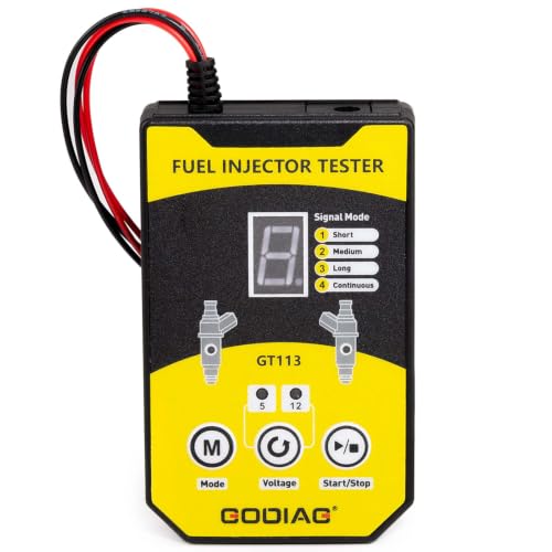 GODIAG GT113 Injector Tester Cleaner Kit, 8 Pulse Modes 6 Adapters, 12V/5V Output for Cars Motorcycle
