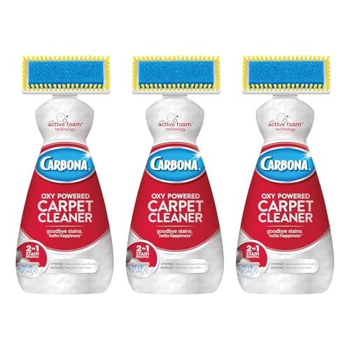Carbona Oxy-Powered Carpet Cleaner with Built-In Brush, Foaming Spot & Stain Remover for Rugs, Upholstery & High-Traffic Areas, No-Rinse Formula, 13 Ounce (Pack of 3) - size: 13 Fl Oz (Pack of 3)