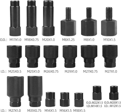 DAYUAN 24Pcs Pneumatic Diesel Injector Puller, Injector Puller Tool Kit | Air Vibration Injector Removal Tool, Seized Injector Removal, Compatible With Bosch Delphi Siemens Injectors, 20-30Nm Torque