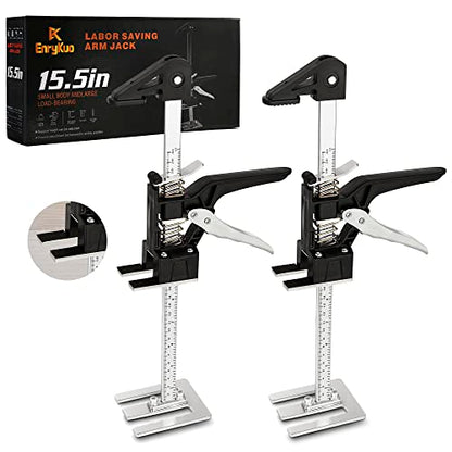 EnryKuo Labor Saving Arm Jack 2 Pack,15.5 Inch Multifunctional Furniture Lifter Jacks for Installing Cabinets and Wall Tile Height Adjuster Handheld Tool - color: Black-HTE