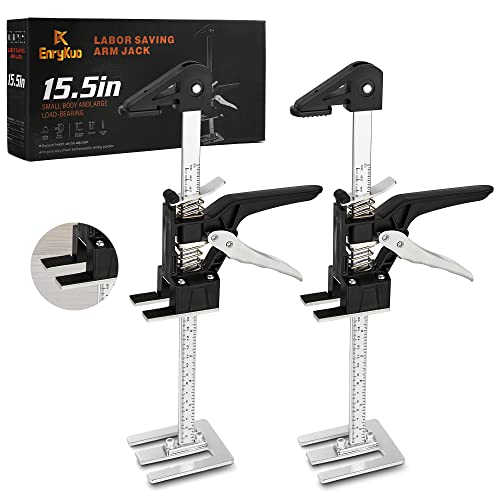 EnryKuo Labor Saving Arm Jack 2 Pack,15.5 Inch Multifunctional Furniture Lifter Jacks for Installing Cabinets and Wall Tile Height Adjuster Handheld Tool - color: Black-HTE