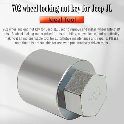 JL 702 for 27mm Nuts, Wheel Locking Nut Key for Jeep (JL) Dodge | Wheel Lock Nut Socket Adapter, Anti-Theft Lug Nut Removal Tool, Anti-Theft Screw Remover, Repair Tool, Tyre Fitting, garage - size: 702