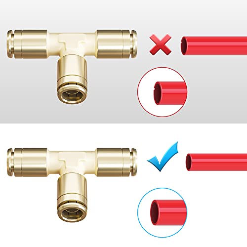 Hromee Push to Connect Union Tee Fittings, 1/4 Inch OD Tube Adapter for Air Spring Suspension Line Service Kit - size: Tee Fittings