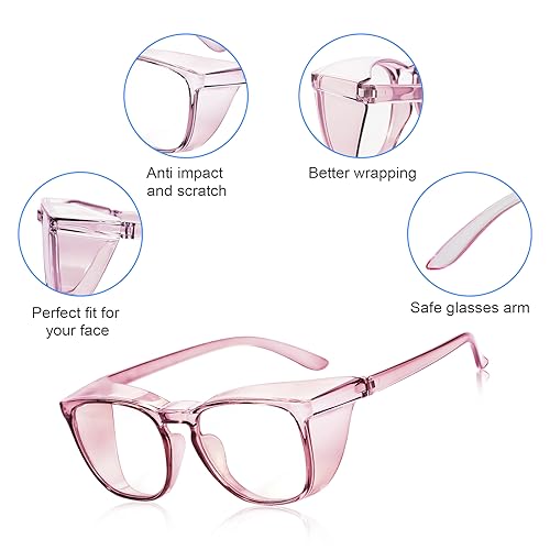 Stylish Safety Glasses Goggles for Women Girls Anti-fog Glasses Protective Eyewear Clear Glasses - color: Pink