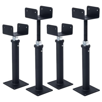 4 Pack U-Shaped Floor Jack, Heavy Duty Adjustable Steel Telepost with U-Head for 4x2, 4x4, 4x6 Joists, 11-15 Inch Adjustment Range, Screw Jack Post for Beam Support & Leveling - size: 11-15