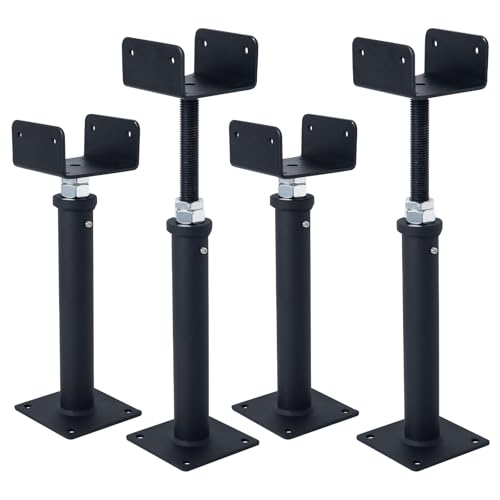 4 Pack U-Shaped Floor Jack, Heavy Duty Adjustable Steel Telepost with U-Head for 4x2, 4x4, 4x6 Joists, 11-15 Inch Adjustment Range, Screw Jack Post for Beam Support & Leveling - size: 11-15