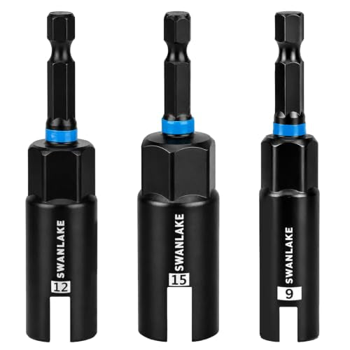 3-Piece Wing Nut Driver Set, 9mm, 12mm, 15mm, 1/4 Inch Hex Shank Power Nuts Driver Bit, Wing Nut Socket for Eye Bolt, Hook Bolt Installation, Wire Twisting - style: Wing Nut Driver Set