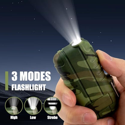 LcFun USB Rechargeable Electric Arc Lighters Windproof Plasma Lighter with LED Battery Display, Waterproof Matches with Flashlight for Camping, Survival Tactical Gear - color: Camouflage, style: Flexible Arc With Flashlight
