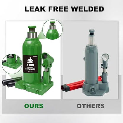 Jack Boss Bottle Jack 6 Ton (12,000 LBs) Hydraulic Car Jack, Fit for Auto Truck Repair and House Lift, Green - color: Green, size: 6 TON