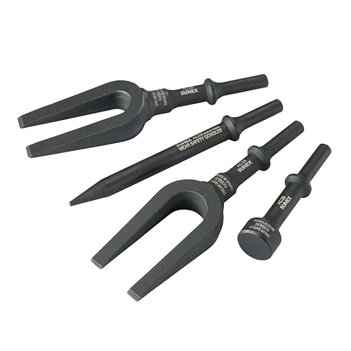 SUNEX TOOLS ACS4 Air Hammer Chisel Pneumatic Separator Set in Portable Tool Roll, 4-Piece