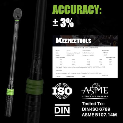 1/2 Inch Drive Torque Wrench 40-320 Ft-Lb for Truck Maintenance | Click Torque Wrench (54.2-433.6Nm) with 3% Precision Dual-Direction Range,72 Tooth Head for RVs,Trailers,Lug Nut Installation - size: 1/2" 40-320FT
