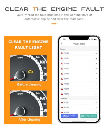 SCUARI Fixed Car Diagnostic Scanner,OBD2 Scanner Bluetooth,Car Accessories,Clear/Reset Vehicle Engine Error Code Reader Diagnostic Tool,Auto Diagnostic Scan Tool,Suitable for iPhone iOS Android