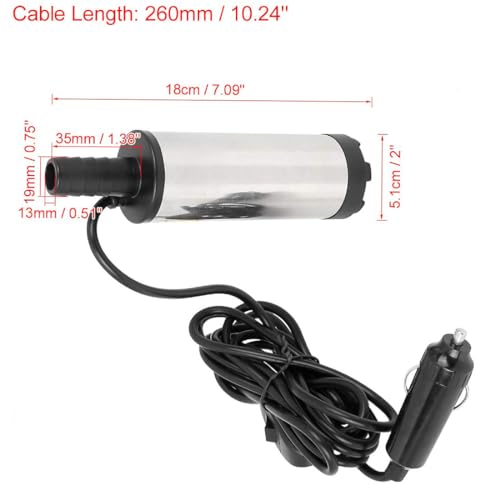 30L/min 12V Fuel Transfer Pump 51mm Portable DC Electric Submersible Pump Diesel Water Oil Transfer Tool Universal Fuel Pump for Car Truck Caravan Marine Boat Oil Extractor Pump