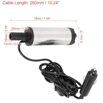 30L/min 12V Fuel Transfer Pump 51mm Portable DC Electric Submersible Pump Diesel Water Oil Transfer Tool Universal Fuel Pump for Car Truck Caravan Marine Boat Oil Extractor Pump