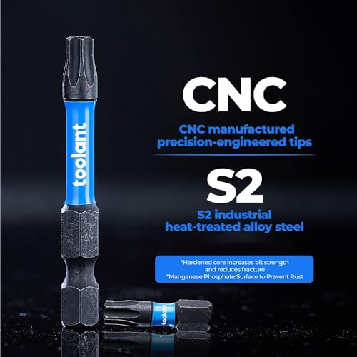 toolant 2” Impact Torx Bits 10pack (T15), 1/4” Hex-Shank S2 Steel Screwdriving Star Bits, CNC Machined Tips Magnetic Power Bit, with Storage Box - size: T15(2"*10pcs)