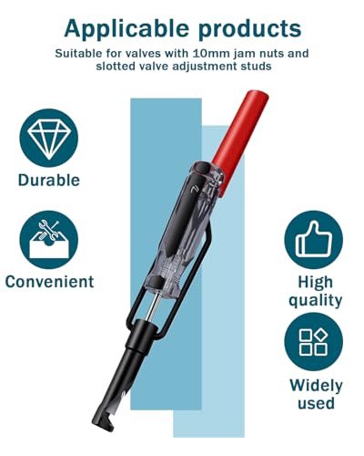 10mm Valve Adjustment Tool Jam Nut, with Angled Feeler Gauge, Slotted Valve Grinding Lapping Tool, Jam Nuts with Window Cut Out for Positioning, for Honda Toyota and Other Japanese Auto Vehicle Engine - size: 10 mm with Angled Feeler Gauge