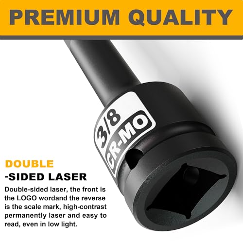 1/2" Drive H3/8-Inch Impact Hex Bit Socket, SAE Allen Bit Socket, Cr-Mo Steel, Removing Loosening Hexagon Bolts - size: 1/2" H3/8 Deep