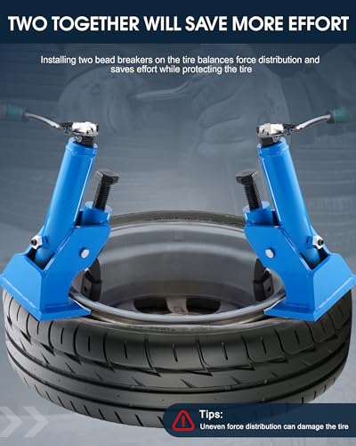 Effort-Saving Manual Tire Bead Breaker, 38"-42" Tires Changer Tool with Rubber Pad, Protect Aluminum Alloy Hubs, Easy-Operated Tire Repair Tool for Car Truck Tractor Mower ATV RV Blue