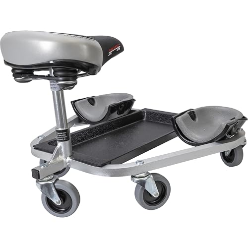 Racatac Kneeling Sitting Creeper with 3 Inch Casters, Rolling Knee Pads with Seat, Adjustable Seat, Knee Pads with Wheels, Assembled in USA, Floor Creeper, 01RAC3 - size: 3 Inch, style: Standard