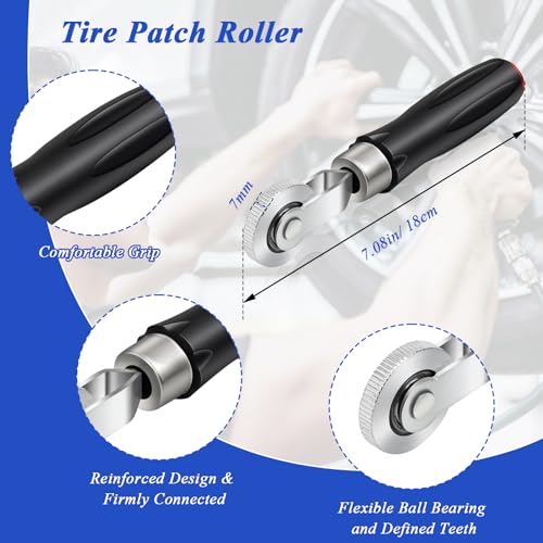 30+3PCS Tire Patch Roller Kit, Tire Repair Tool for Car Grinding, Repair Buffing Wheel/Inner Liner Scraper/ 30PCS Wheel Patches(32/42/ 58mm)