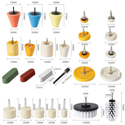 26pcs Buffing Wheel Kit for Drill – Different Size and Density Polishing Buffing Wheels – Perfect for Car Detailing, Jewelry, DIY Buffing & Finishing– 1/4" Shank Fits Most Drills - size: 26PCS