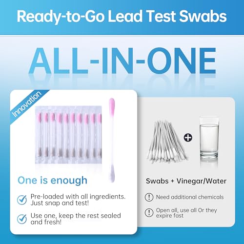 AAwipes Lead Test Kit All-in-1 30 Swabs Results in 30 Seconds at Home Lead Testing Kit for Paint Convenient Use No Vinegar or Water Needed
