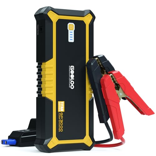 GOOLOO GP3000 Jump Starter, 3000A Lithium Jump Box (9L Gas or 7L Diesel) | 3-in-1: 3000A Lithium Jumper Box - 16,000mAh Capacity - 150W DC Output - 3 Modes LED Flashlight - color: Yellow