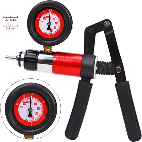 23PCS Handheld Vacuum Pump Tester Brake Bleeder Kit Brake System Bleeding Tools with Adapters and 2 Reservoir Bottles Automotive Brake for Car Truck Motorcycle（Red）