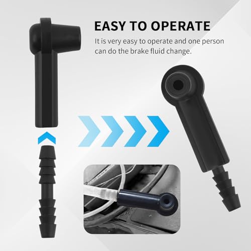 5PCS Brake Bleeder Kit Connector,Brake Fluid Bleeder Kit Bleeding Adapter Joint for Quick Brake Fluid/Air Changes,Brake Bleeder Hose Connector Fit Brake Bleeder Bottle,Vacuum Brake Bleeder - color: Black