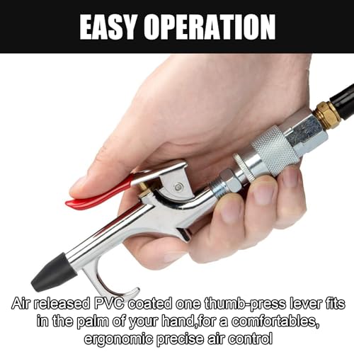 ZIMISI 2-Way Connection Air Nozzle Blow Gun Kit, Air Compressor Accessory with 3 Interchangeable Nozzle, Blow Gun for Dedusting, Inflation, Cleaning (7PCS) - size: 7PCS
