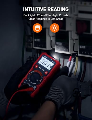 AstroAI M4K0R Digital Multimeter, TRMS 4000 Counts Auto-Ranging, 1.5V/9V/12V Battery Test Modes, NCV, Capacitance, Backlit Display & Flashlight, CAT III 600V -Designed for Auto & Home Diagnostics | Volt Meter Tests 1.5V/9V/12V Batteries, Voltage Tester Me