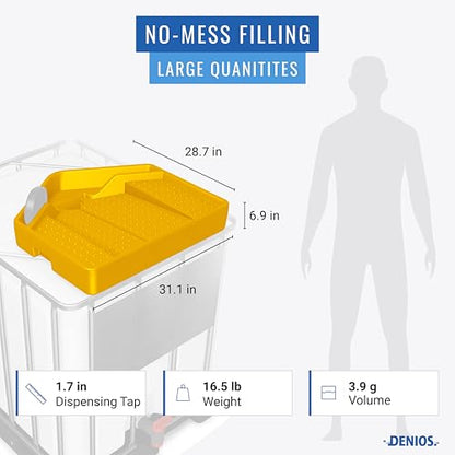 DENIOS® IBC Tote Funnel - Premium IBC Funnel chemically Resistant Polyethylene in Yellow – 1x - Large Drain Opening (4.9in) - Made in USA - color: Yellow