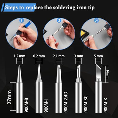 MONVICT 31 in 1 Soldering Iron Kit, 5 Pcs 60 Watts Adjustable Temperature Soldering Iron with On/Off Switch & 25 Pcs Soldering Iron Tips, 1 Solder Wire Stand, Portable Solder Iron Tool for Soldering