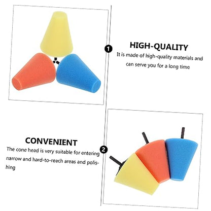4sets Auto Wheel Polishing Sponge Pads Cone Shaped Buffing Tools for Car Waxing Polishing Sealing for Hard to Reach Areas Durable Multi Color Wheels Care Kit 3pcs*4