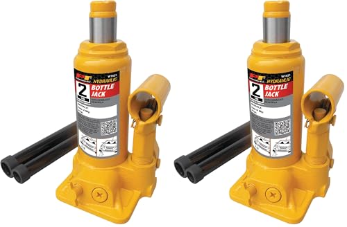 Performance Tool W1621 2-Ton (4,000 lbs.) Heavy Duty Hydraulic Bottle Jack,Yellow (Pack of 2) - size: 2-Ton (Pack of 2)