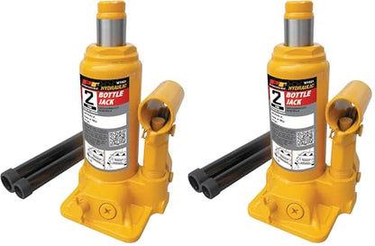Performance Tool W1621 2-Ton (4,000 lbs.) Heavy Duty Hydraulic Bottle Jack,Yellow (Pack of 2) - size: 2-Ton (Pack of 2)