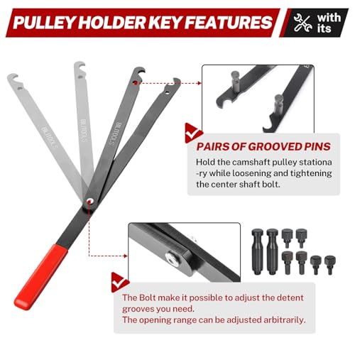 BILITOOLS Fan Clutch Removal Tool Kit 22 36 40 47 51MM Wrench Set | Pulley holder with pin kit, Fan clutch wrench set, Cooling fan clutch removal install tool, Compatible with Ford Dodge GM