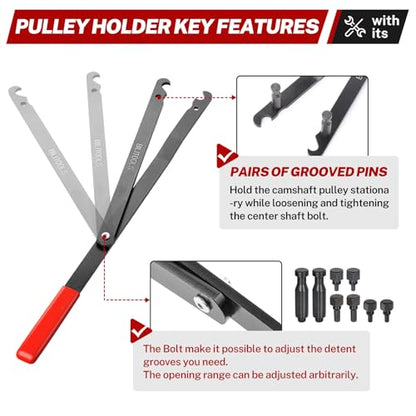 BILITOOLS Fan Clutch Removal Tool Kit 22 36 40 47 51MM Wrench Set | Pulley holder with pin kit, Fan clutch wrench set, Cooling fan clutch removal install tool, Compatible with Ford Dodge GM