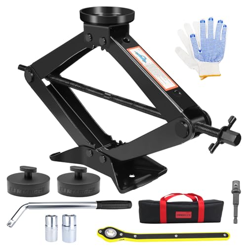 3-Ton Scissor Jack Kit for Chevrolet C5 C6 C7 C8 GS Z with Rubber Jack Pad, Car Spare Tire Repair Tools for Car Chevrolet, Tire Changing Tools Kit for Chevrolet with L-Wrenches（17/19/21/23mm）