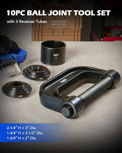 Orion Motor Tech Ball Joint Press Kit, Heavy Duty Ball Joint Removal Tool with 4wd Adapters, Ball Joint Tool for Most 2WD and 4WD Cars and Light Trucks - color: black C-frame