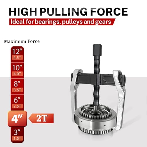 BILITOOLS 4" 2 Jaw Gear Puller, Small Bearing & Pulley Removal Tool | Internal External Reversible for Flywheel, Gears & Pulleys - size: 4”