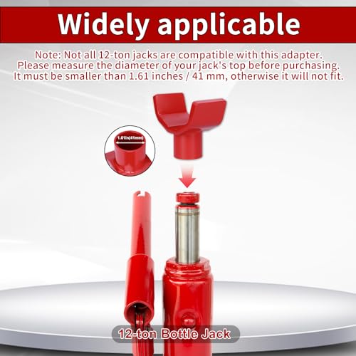 Bottle Jack Adapter - Universal Steel Adapter for Safe Jack Lift, Fits 1.61-Inch (41mm) or Smaller Bottle Jacks, Works with Round Axles (4.5" Max) & Square Axles (3.5" Max) - color: Red