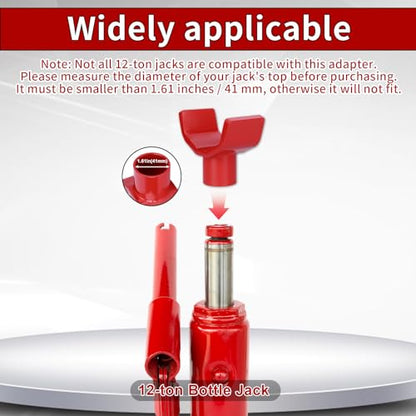Bottle Jack Adapter - Universal Steel Adapter for Safe Jack Lift, Fits 1.61-Inch (41mm) or Smaller Bottle Jacks, Works with Round Axles (4.5" Max) & Square Axles (3.5" Max) - color: Red