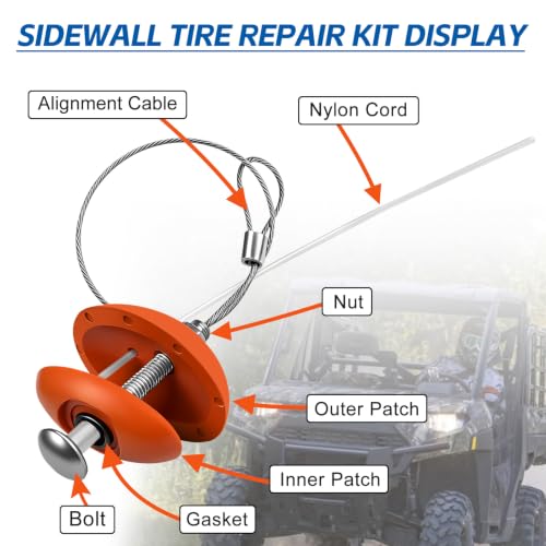 Tire Puncture Repair Kit – Portable Sidewall Emergency Repair Tool Compatible with ATV UTV SXS RZR Can-Am KRX Talon Maverick Polaris Jeep Toyota Lawnmower Zero‑Turn Tractor Trailer - color: 3 PCS