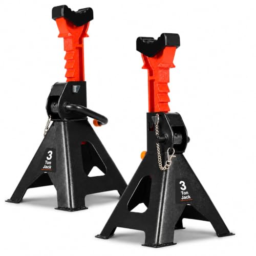 Car Jack Stands, Jack Stands 3Ton (6000lb) Adjustable with Double Pin Locking for Reinforced Safety, Ramps for Oil Changes for Trucks, Home,Garage,Lifting Red Jack Auto Stands - color: Black Orange, size: 3Ton