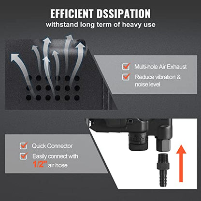 VEVOR 1 Inch Air Impact Wrench, Up to 2730 ft-lbs Reverse Torque Output 1" Pneumatic Impact Gun Lightweight w/ 2 Handles for Heavy Duty Repairs and Maintenance - size: 22*5.3*4.9inches, style: Wrench