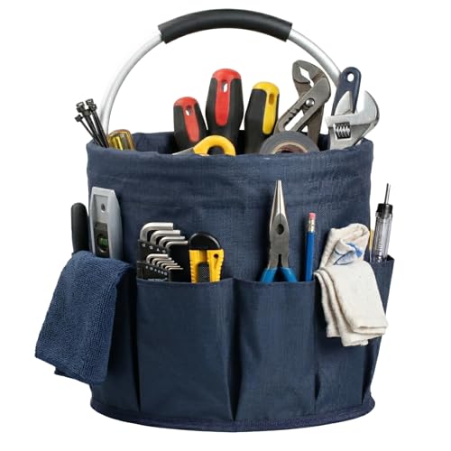 WOOHA Tool Organizers Bag 17L Collapsible Tool Bag Shower Caddy with Handle Outdoor Camping Garden Harvest Basket Foldable Sundry Organizer Basket (Navy Blue) - color: navy blue, size: 1 Pack