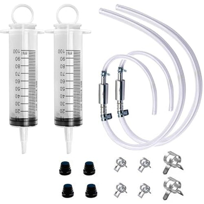 2 Set Brake Bleeder Kit with 2 Brake Bleeder Hose & 2 100ml Syringes | Hydraulic brake maintenance, Fluid transfer tool, Cars, motorcycles, bicycles, DIY garage repair - color: 2 Sets