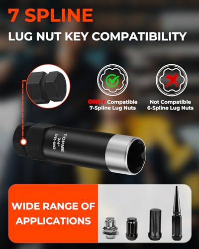 3 Piece 7 Point Spline Lug Nut Socket | 5/8",11/16",3/4" for M14x1.5,M14x1.75,M14x2 lug nuts,for Easy Removal of Lug Nuts on Aftermarket Wheels