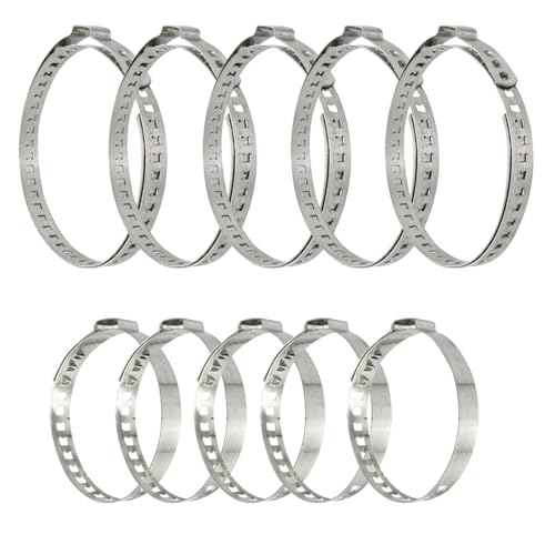 10PCS CV Boot Clamp Kit, Stainless Steel Adjustable Drive Shaft Axle Boot Clamps, 5PCS Small and 5PCS Large CV Joint Boot Crimp Clamps Repair Tool Kit for Steering Gear Gaiters(Silver)